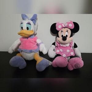 Original Disney Plush Toy Set - Minnie Mouse and Daisy Duck - Pink and Purple